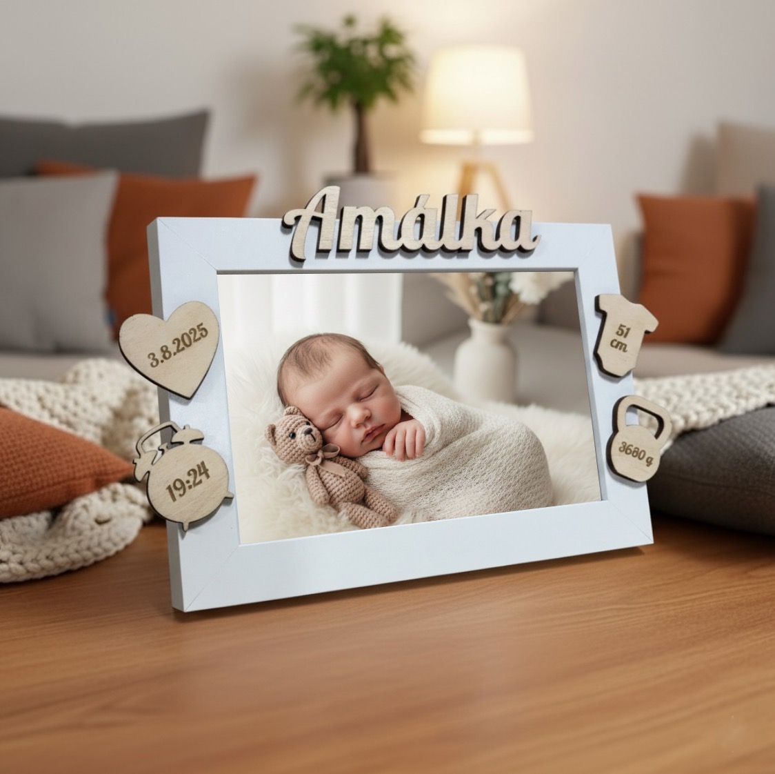 Fotorámeček s porodními údaji