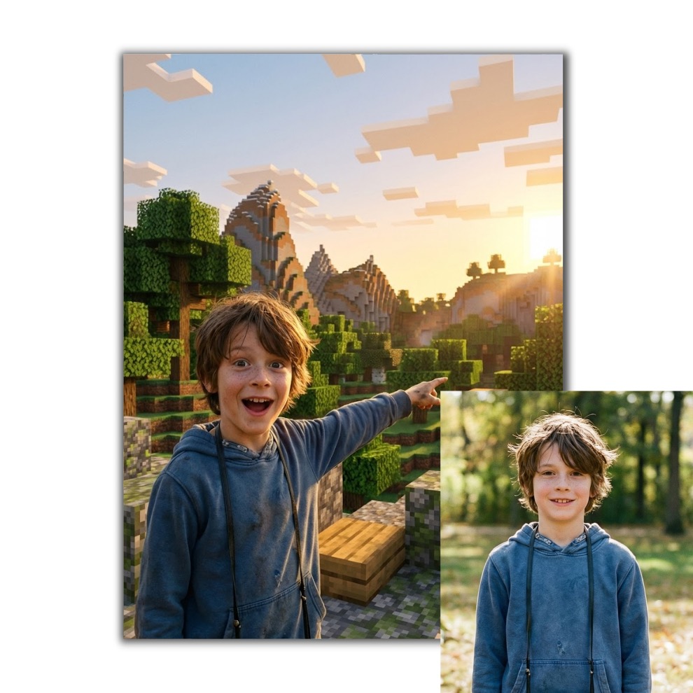 Obraz podle vaší fotky - Kluk nebo holka ve světě Minecraftu