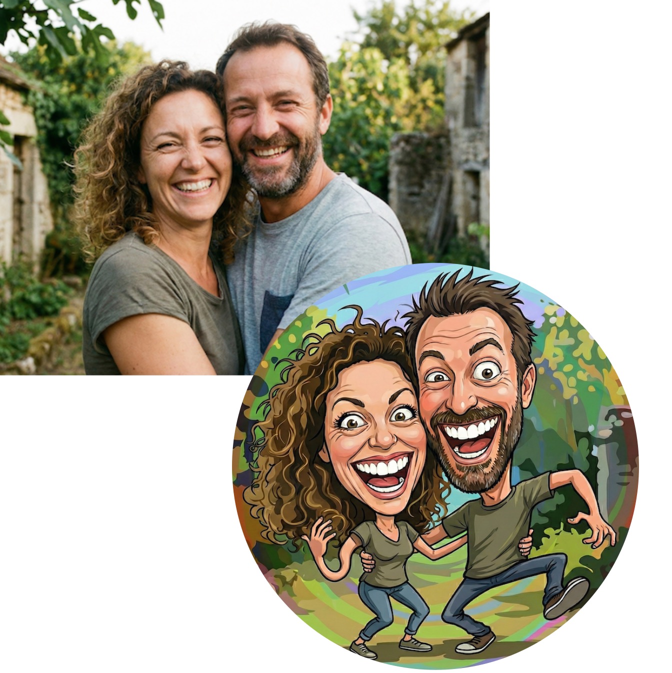 Placka s karikaturou z vaší fotky