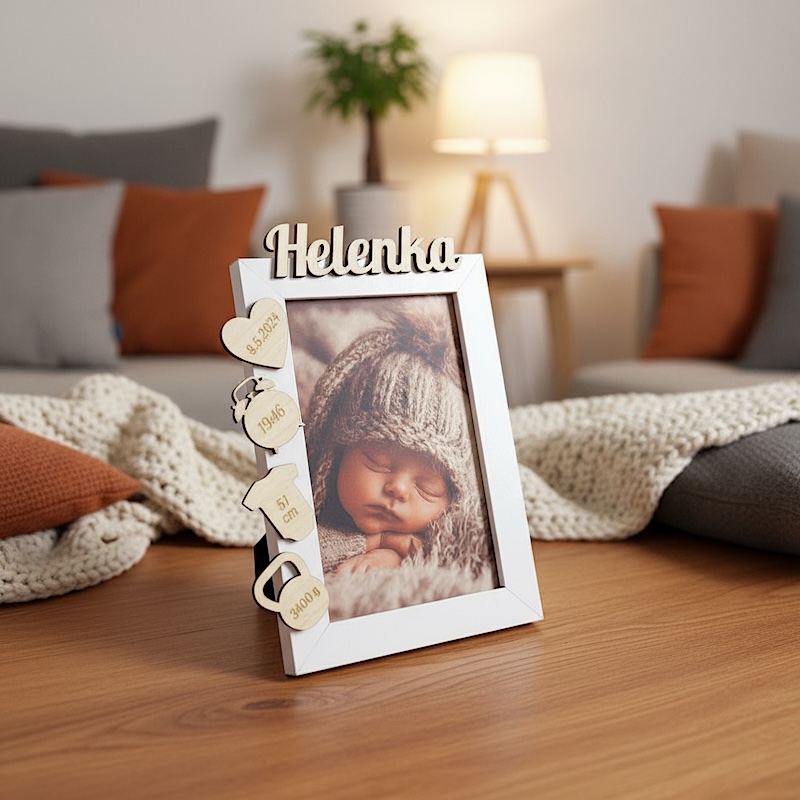 Fotorámeček s porodními údaji