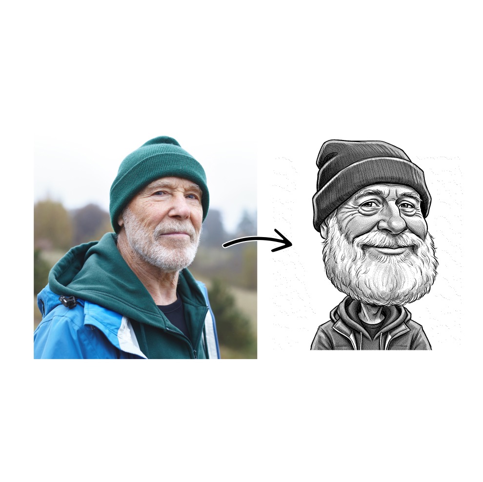 Placatka s karikaturou bez pozadí podle vaší fotky