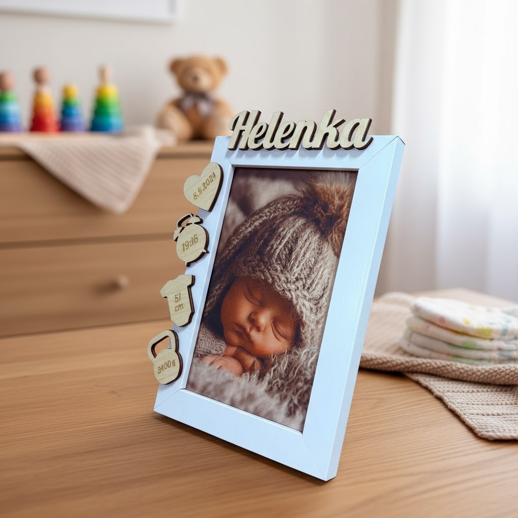 Fotorámeček s porodními údaji