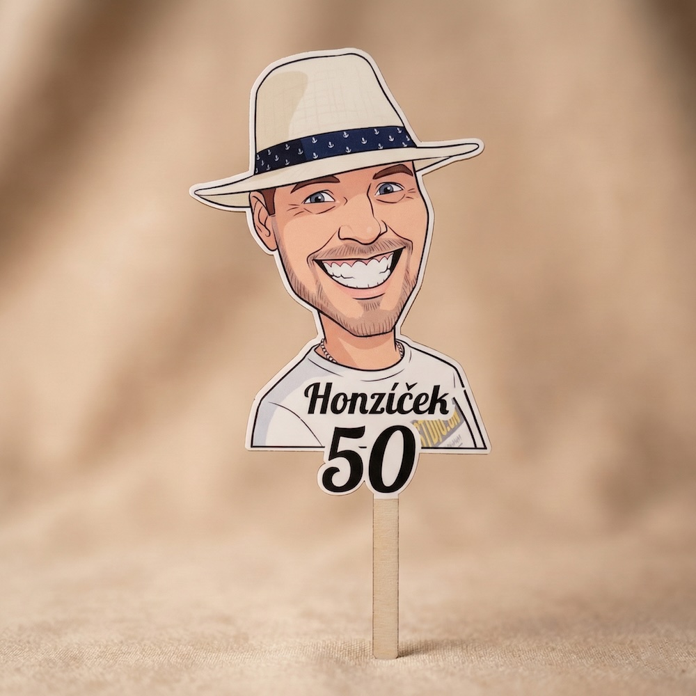 Zápich do dortu s karikaturou podle vaší fotky