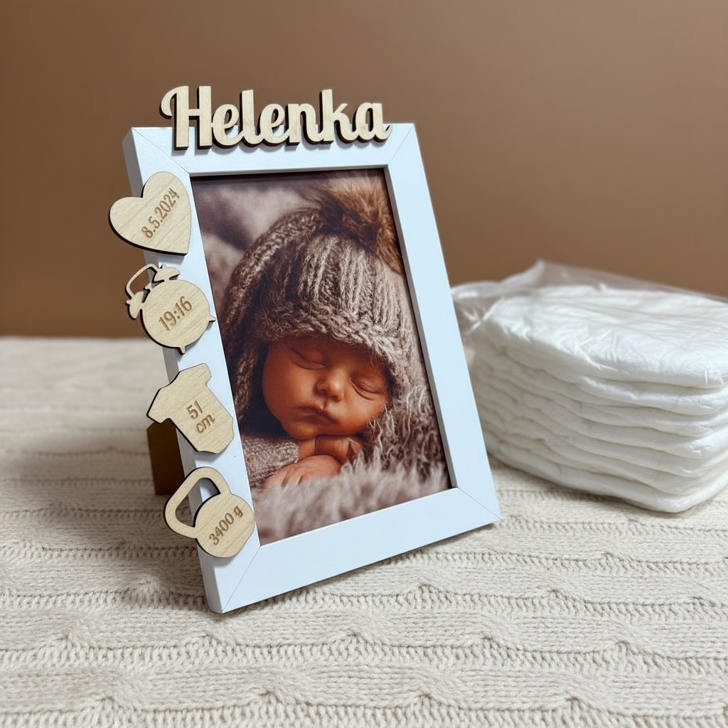 Fotorámeček s porodními údaji