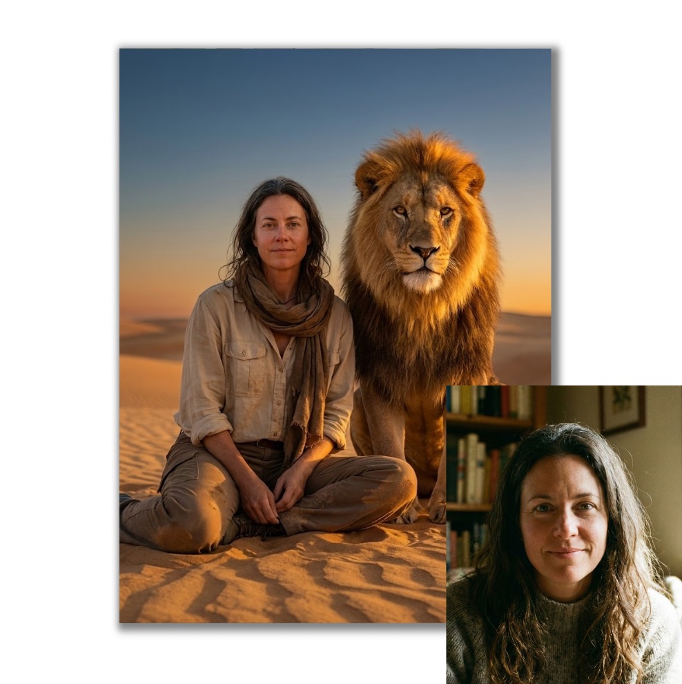 Obraz podle vaší fotky - Vy se lvem na poušti