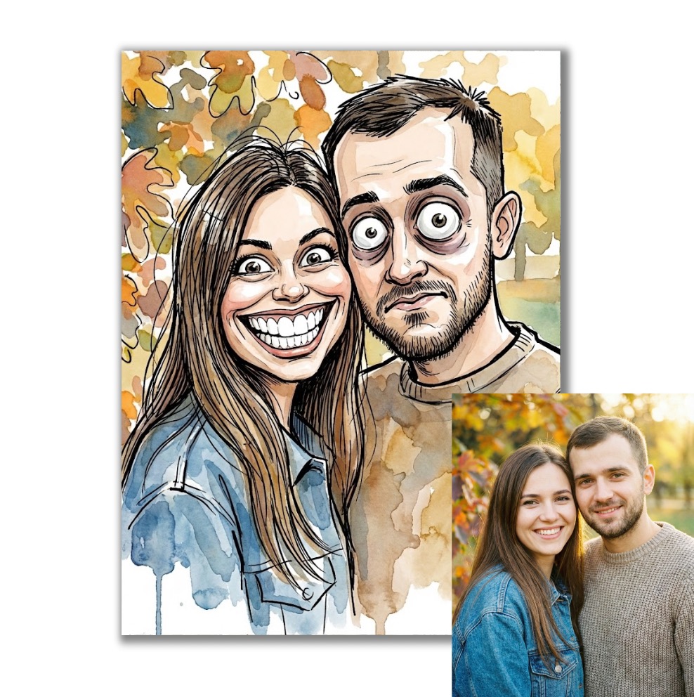 Obraz podle vaší fotky - Akvarelová karikatura