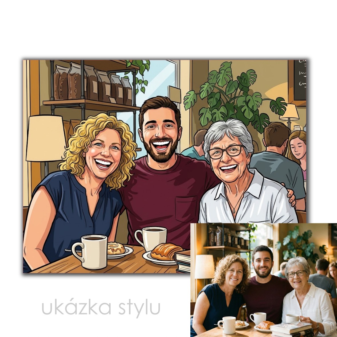 Vysmátá krikatura podle vaší fotky pro vlastní tisk