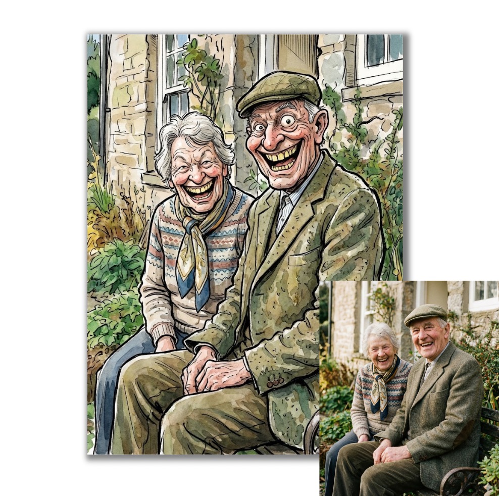 Obraz podle vaší fotky - Akvarelová karikatura