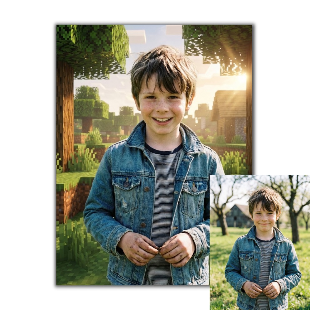Obraz podle vaší fotky - Váš kluk ve světě Minecraftu