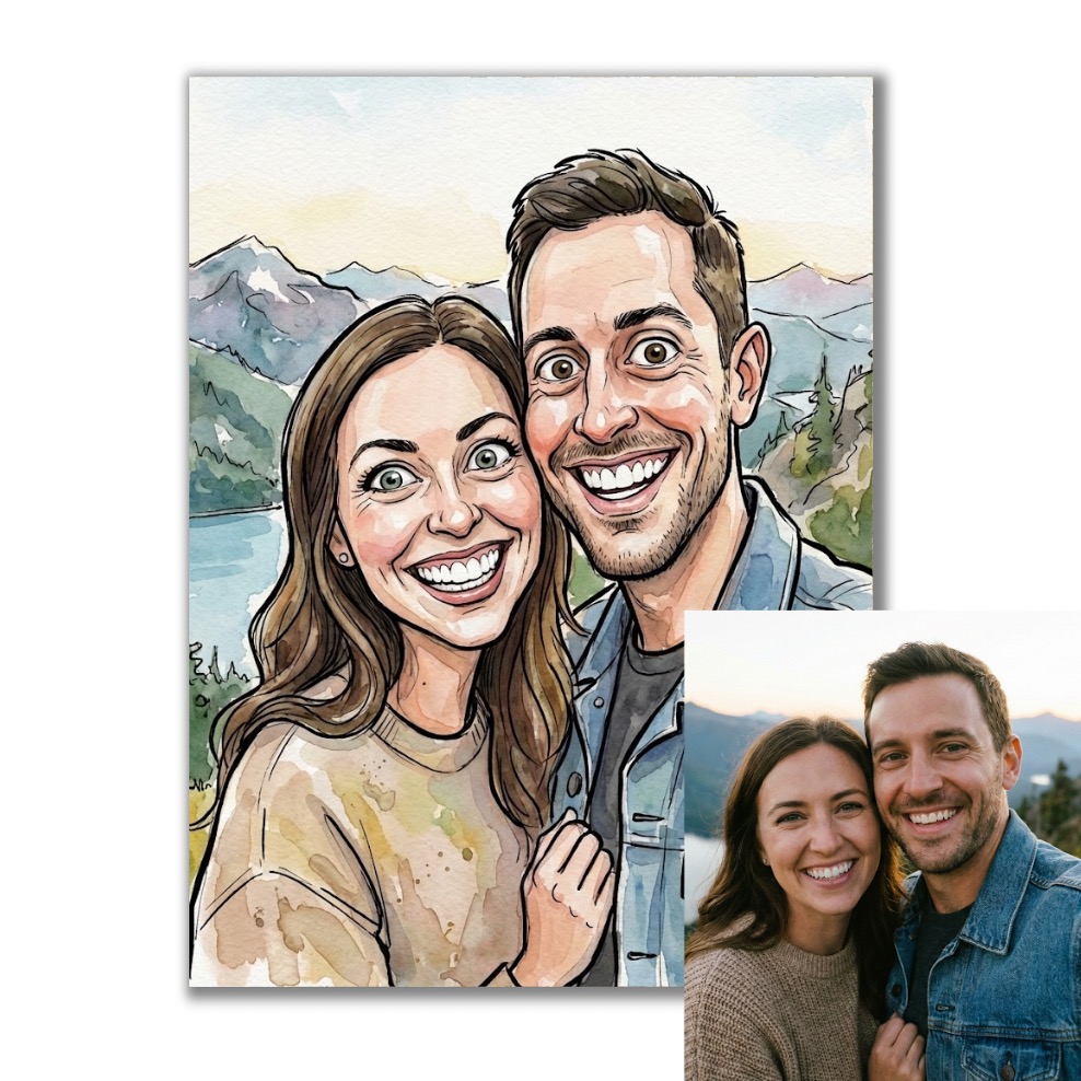 Obraz podle vaší fotky - Akvarelová karikatura