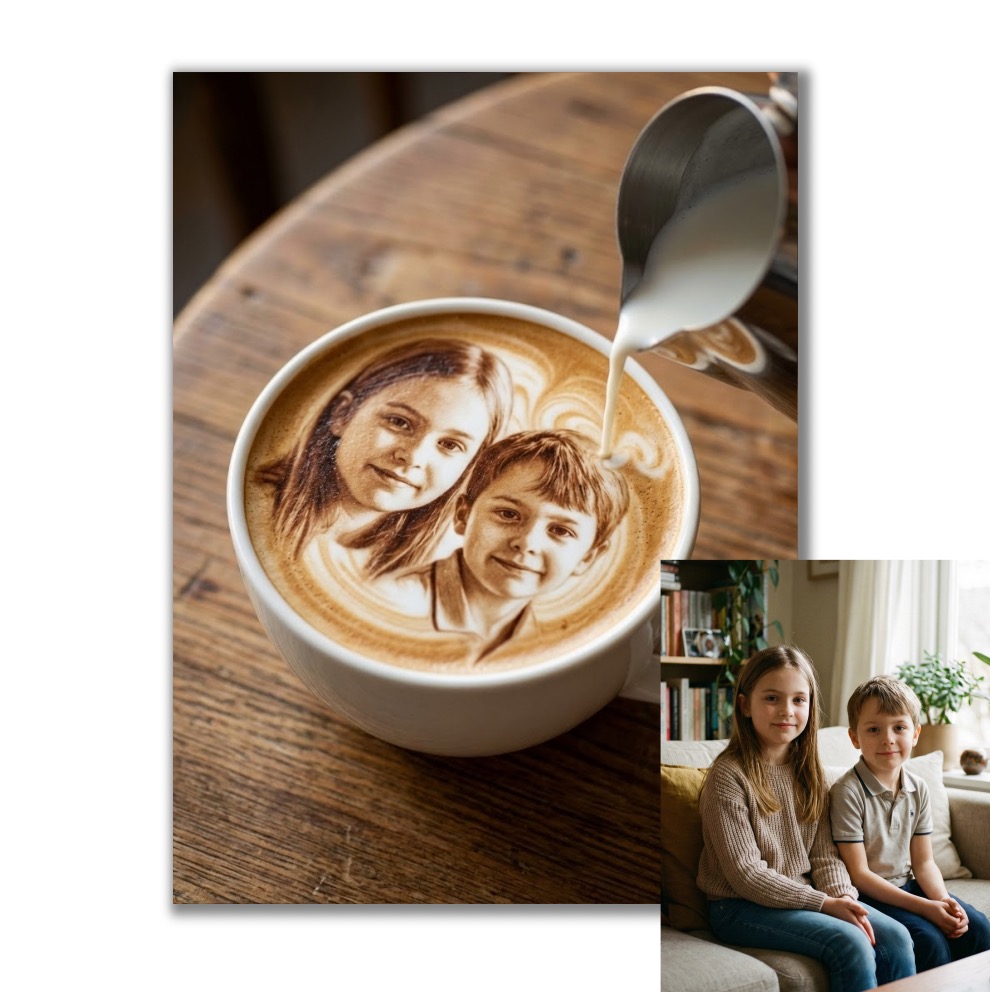 Obraz podle vaší fotky - Vy v Caffe latte